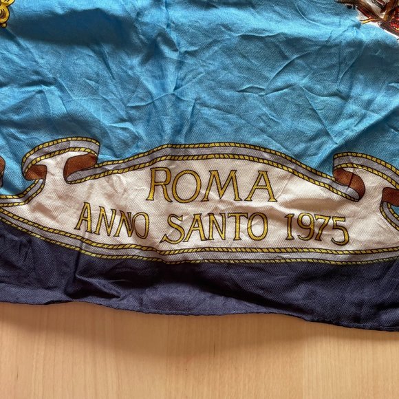 Vintage Santo Anno 1975 Vatican Italy Souvenir Scarf - Picture 2 of 7